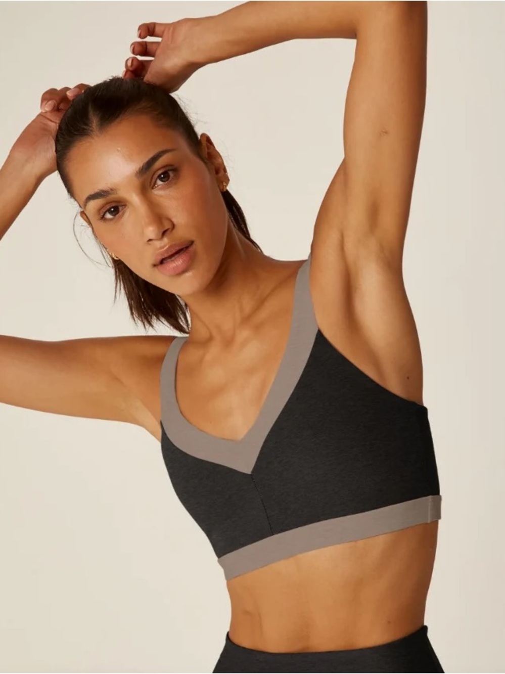 Beyond Yoga Spacedye Top Line Bra Black & Taupe Size Small